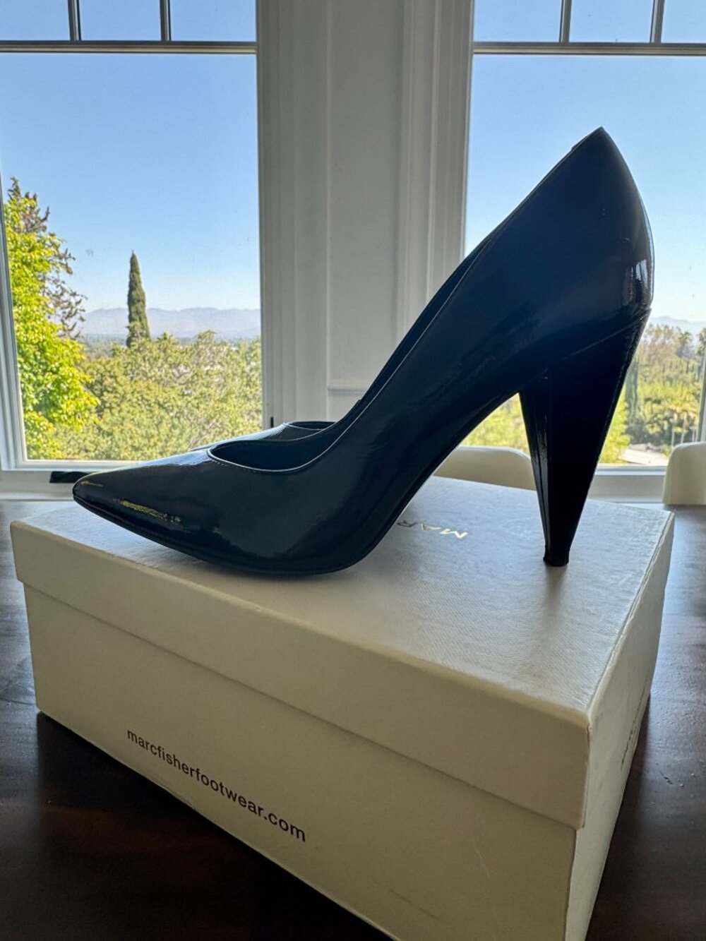 MARC FISHER Hesla Black Patent Leather Cone Heel Pump - Picture 7 of 12